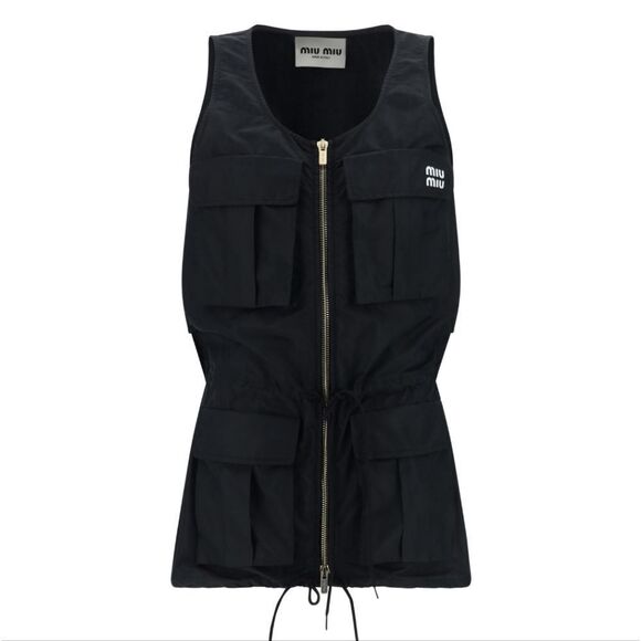 Miu Miu Technical Fabric Black  Sleeveless Vest/Dress with Gold Zipper Detail. - Picture 12 of 16